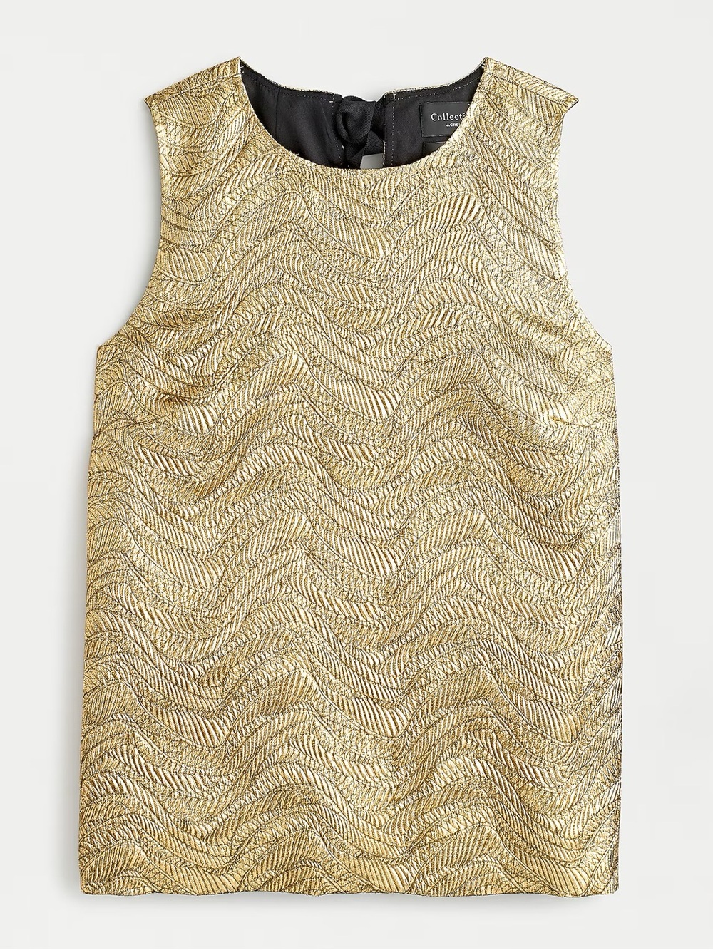 J. Crew Women Gold Metallic Bow-Back Top